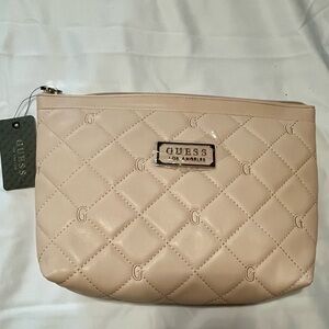 GUESS Quilted Tan Cosmetic Bag